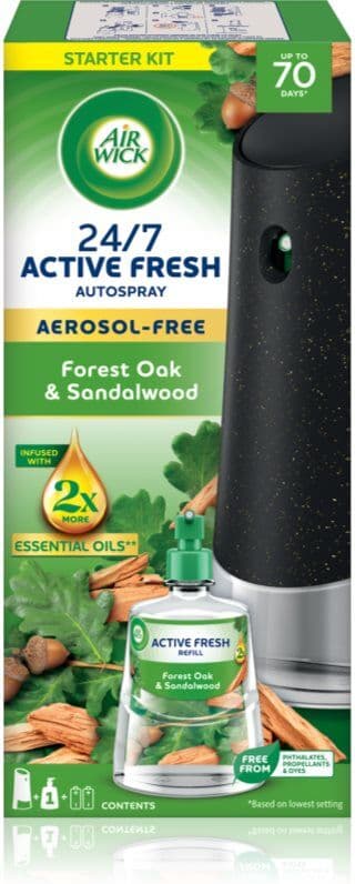 Air Wick Active Fresh Forest Oak & Sandalwood αυτόματο αποσμητικό χώρου με ανταλλακτικό 228 ml