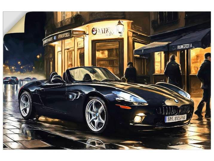Artland BMW Z8 nachts in Paris Auto 1 Stk. tlg. als Alubild, Leinwandbild, Poster, Wandaufkleber in verschied. Grössen