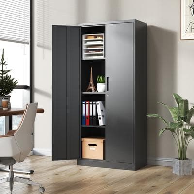 GREATPLANINC Lockable Tall Cabinet File Cabinet, Metal Garage Storage Cabinet, Tool Steel Cabinet with Adjustable Shelves