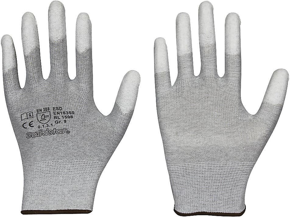 kaiserkraft Montagehandschuhe ESD touchscreenfähig, fingerbeschichtet, VE 12 Paar, 9, ab 20 VE