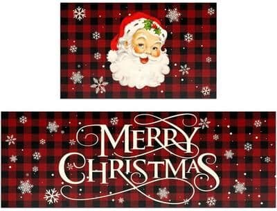 Uplifted Finds Christmas Gingerbread Man Crystal Velvet Kitchen Floor Mat Set 50 X 80 Cm g