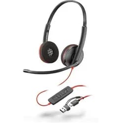 Poly Blackwire 3220 USB-C Stereo-Headset + USB-C/A-Adapter