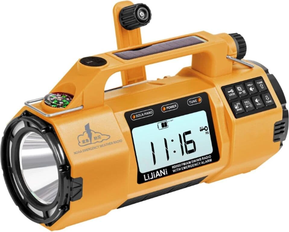NONE ABAB Multi-Function Emergency Radio with AM/FM/SW/ Bands, Large Flashlight, Large Speaker, Hand-Crank Generator