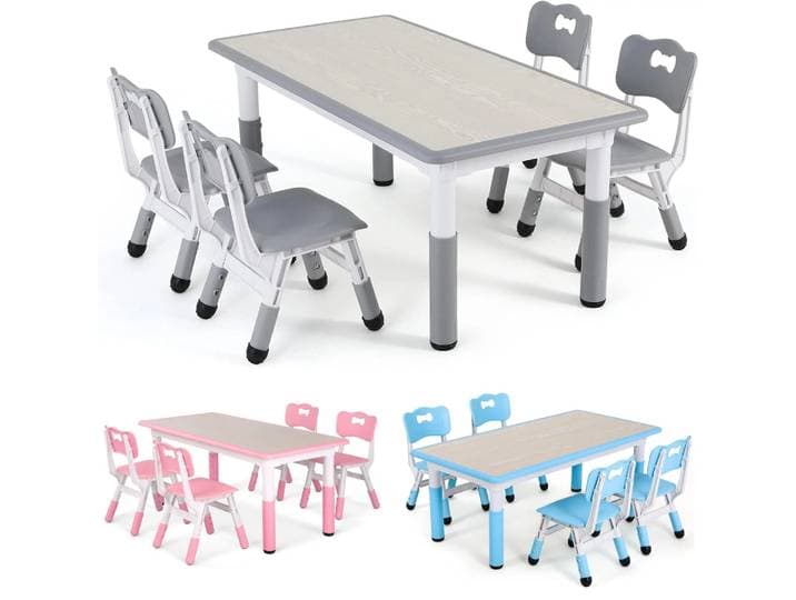 Ensemble table et 4 chaises pour enfants, ensemble de table multi-activité réglable en hauteur pour tout-petits, écriture, jeu pour enfants, table et chaise pour enfants