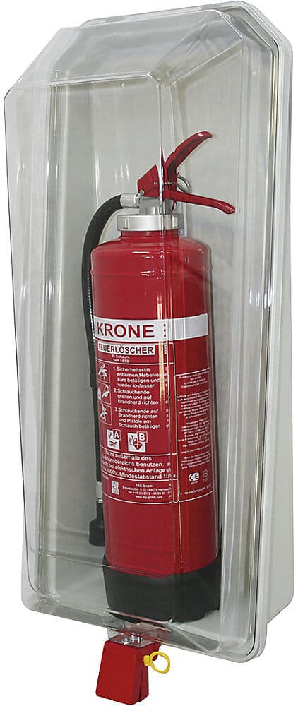 kaiserkraft Feuerlöscherbox, transparent, für Löscher 3/4/6 kg, HxBxT 640 x 300 x 210 mm