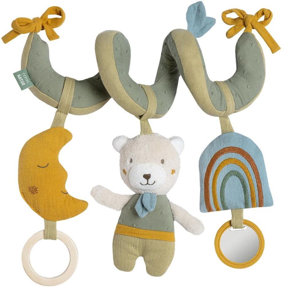 Greifspielzeug FEHN "Activity-Spirale Natur Bär", Baby, bunt (grün, orange), Greifspielzeug Greifspielzeug grün, orange Einheitsgröße