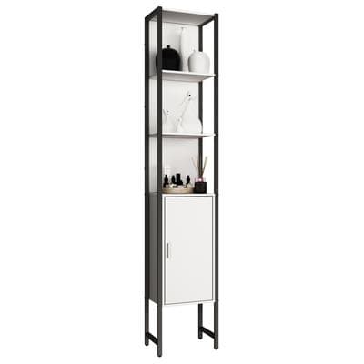 Hochschrank VCM "Holz Metall Badmöbel Badschrank Hochschrank Edino", weiß, B:33cm T:30cm, Obermaterial: 90% Holz Wood. 10% Metall MT., Schränke, Hochschrank