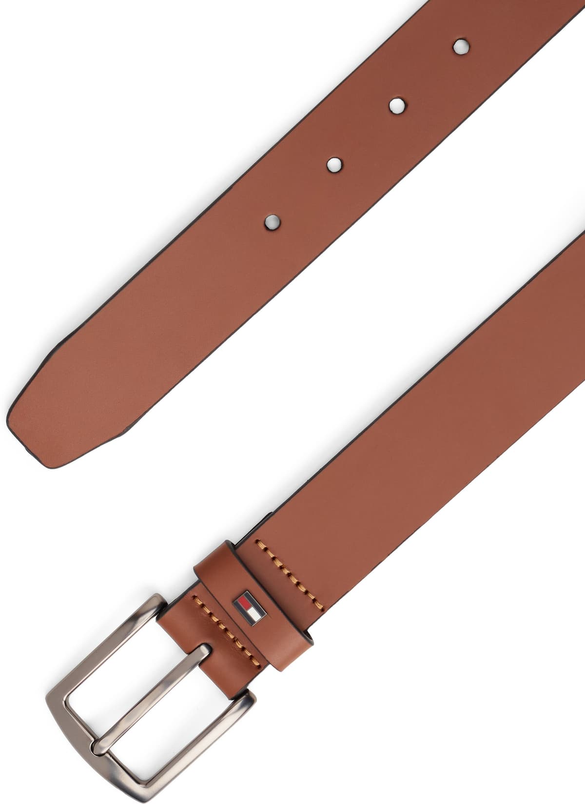 Ledergürtel TOMMY HILFIGER "DENTON 3.5 cm breit EXT", Herren, Gr. 120, braun (winter cognac), Rindsleder, Gürtel Ledergürtel, Einfachdornschliesse, Metalllogo winter cognac 120