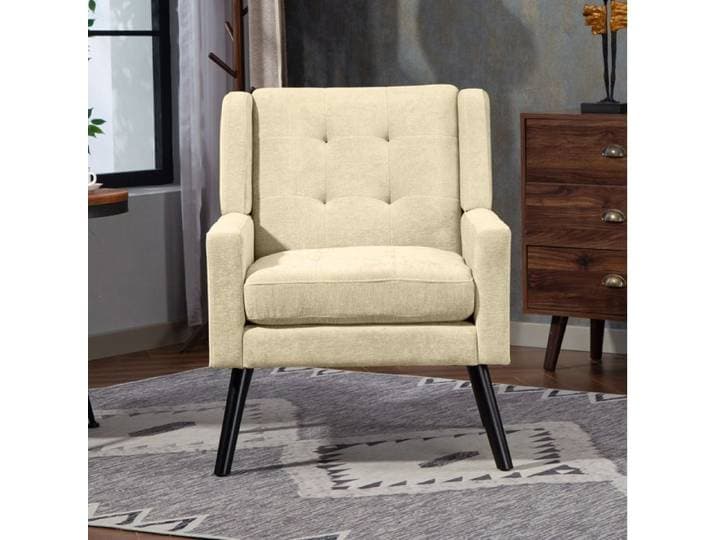 Fauteuil Lot De 2 En Tissu Beige Sièges D'Accent FloraGrace Pour Salon Ou Bureau Montage Facile 119x75x88cm