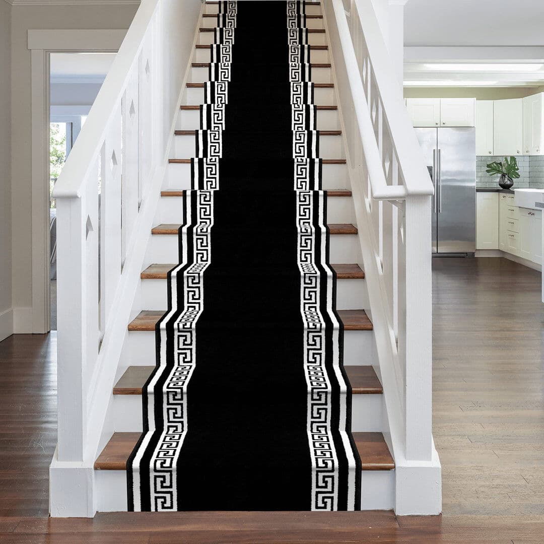 Rosalind Wheeler Stair Runner Almon Indoor Area Rug Black Runner 780cm x 70cm