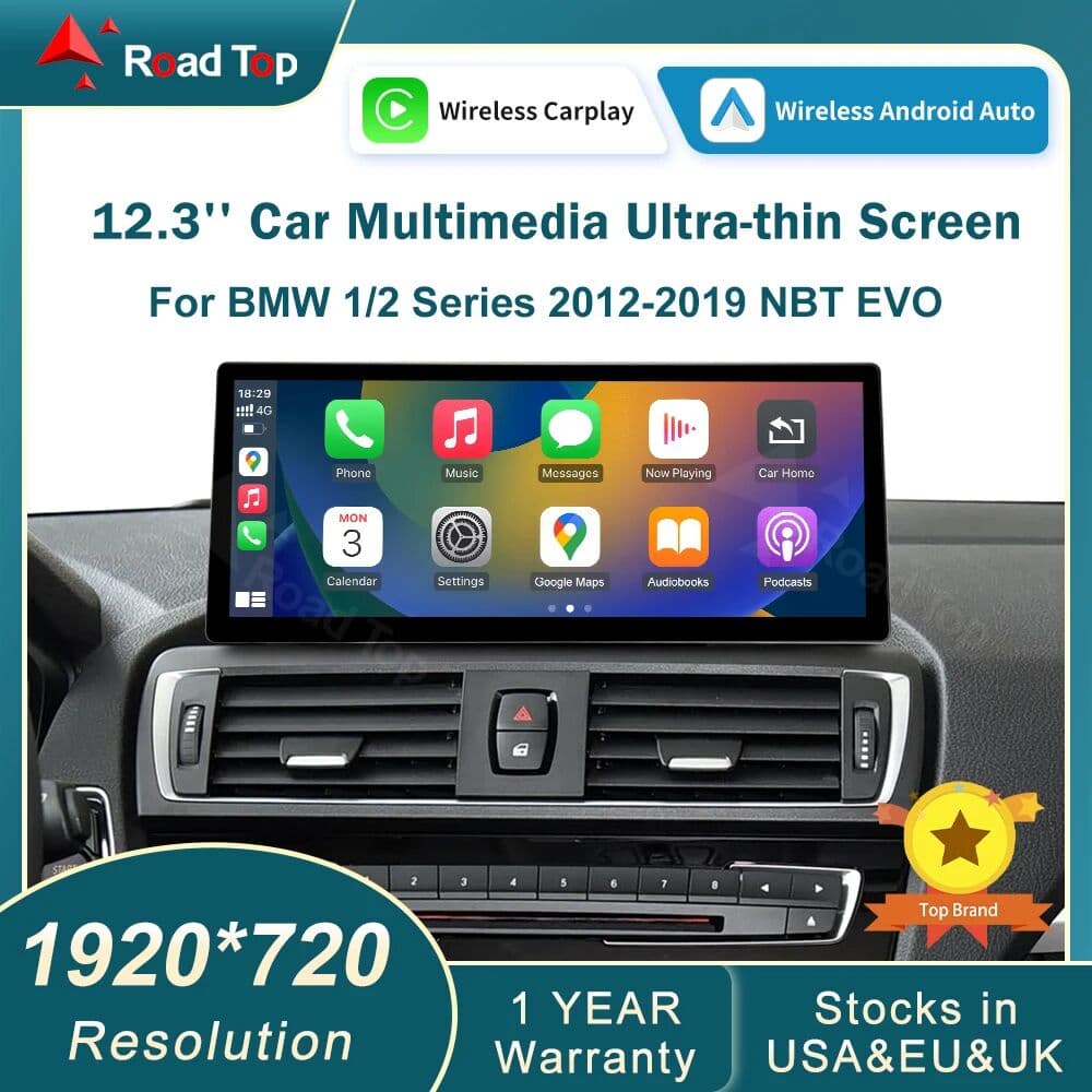 Road Top GB RoadTop Wireless CarPlay Android Auto Multimedia Display Linux Screen For BMW Series 1 2  F20 F21 F22 F23 NBT EVO System