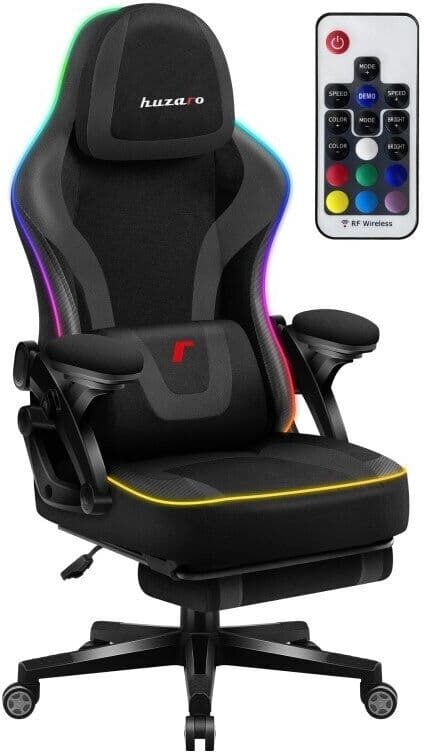 Huzaro Force 4.6 Καρέκλα Gaming με RGB Φωτισμό και Υποπόδιο Μαύρη