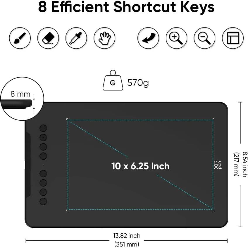 XPPen Deco01V3 Graphic Tablet 10 Inch Digital Drawing Tablet 3 Colors 16384 Levels 60 Tilt Art Animation for Android Windows Mac