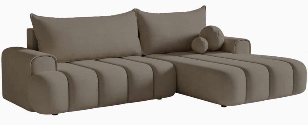 Selsey Canapé d'angle convertible côté droit en velours beige foncé Beige 271x83x271cm