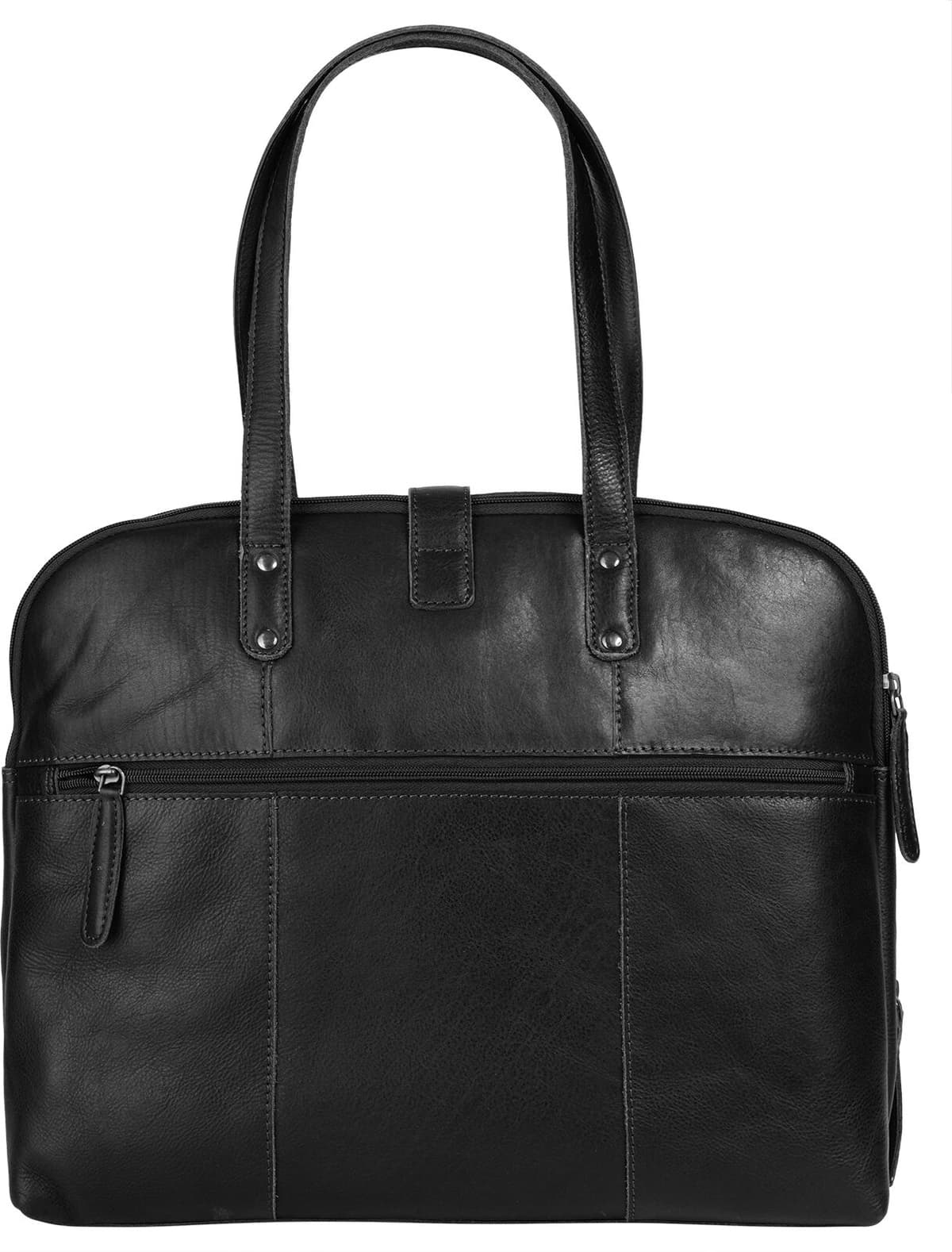 Aktentasche KLONDIKE 1896 "KLONDIKE 1896 Damen echt Leder", Damen, Gr. B/H/T: 37cm x 28cm x 11cm onesize, schwarz, Leder, leicht glänzend, unifarben, Taschen Aktentasche, echt Leder schwarz B/H/T: 37cm x 28cm x 11cm onesize