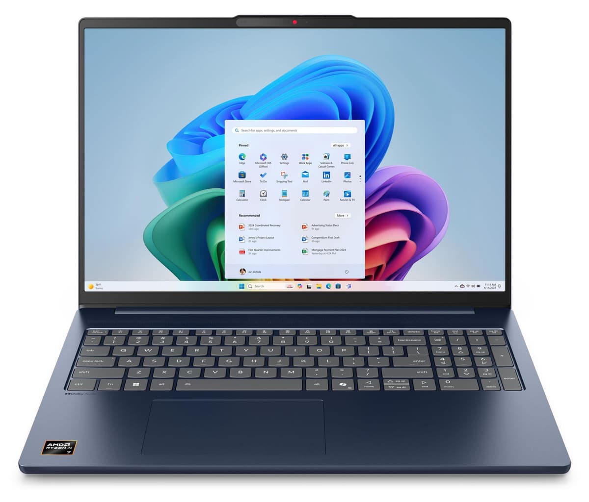 Lenovo IdeaPad Slim 5 (Cosmic Blue, 16" WUXGA, AMD Ryzen AI 5 330, 8 GB RAM, 250 GB SSD) mit Windows 11 Pro & Office 2024 Pro