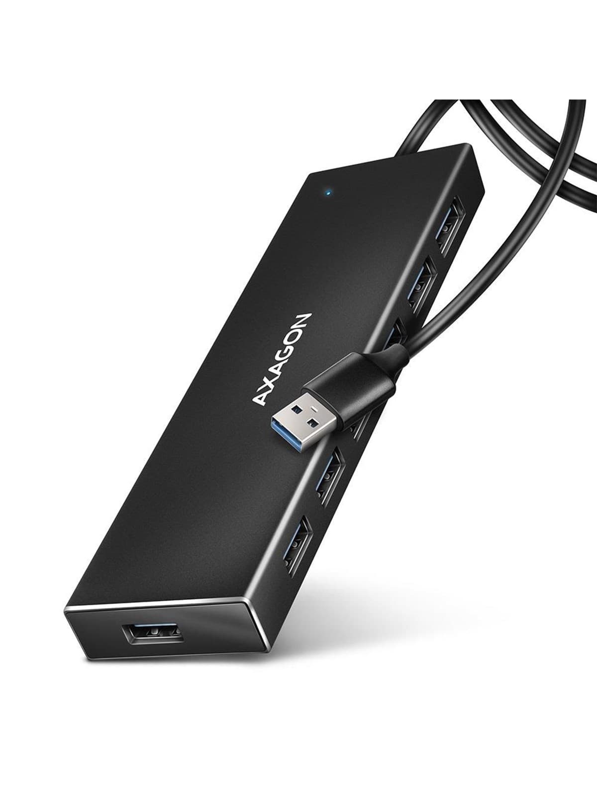 AXAGON SuperSpeed USB-A Flat-Hub mit 1 m Kabel USB-Hubs - USB 3.2 - 7 - Schwarz