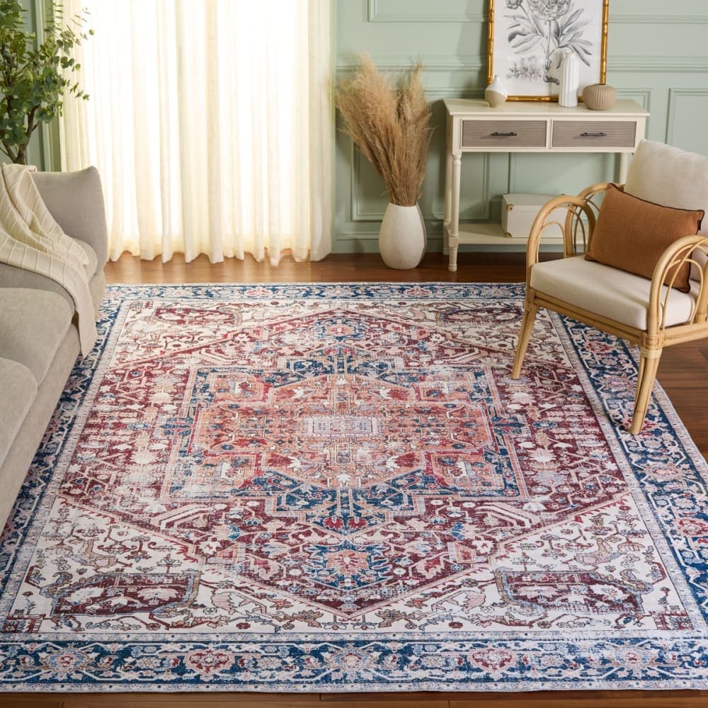 Safavieh Tapis traditionnel en polyester rouge/bleu, 183 x 183 cm Rouge 183x0x183cm
