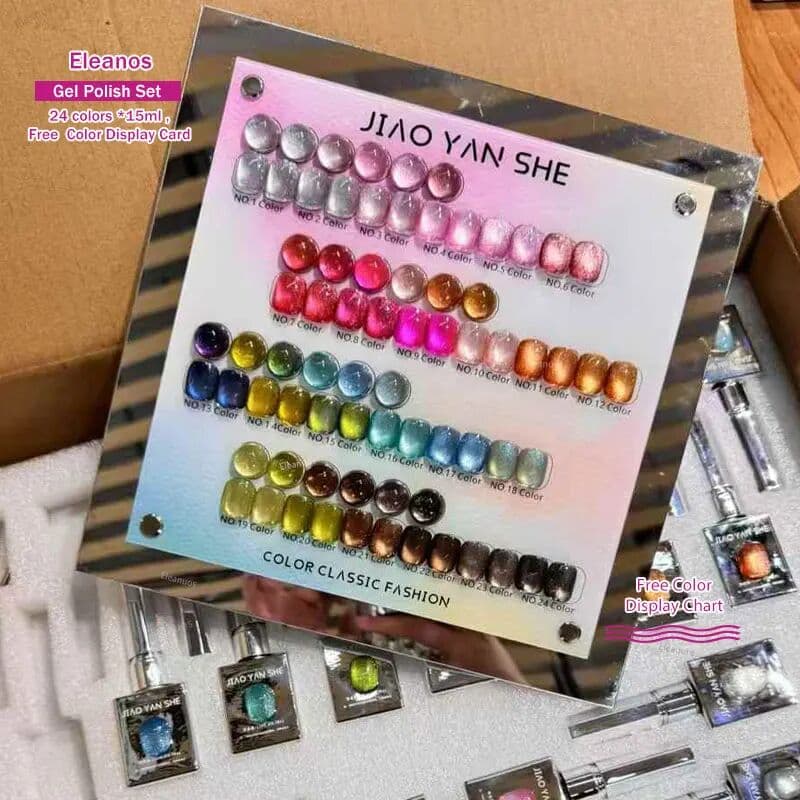 Eleanuos Eleanos TPO/HEMA Free 24pcs Magnetic Gel Nail Polish Set With Color Card Different Bottles Luxury UV LED Nail Varnish UV Gel Kit