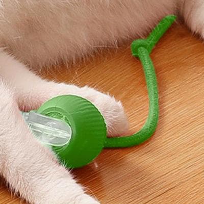 Quick Pick Pro PouncePlay Smart Interactive Cat Ball Toy With Rolling Tail green