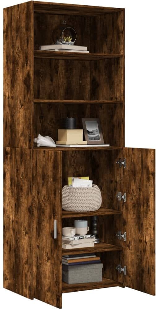 vidaXL Buffet haut chêne fumé 70x42,5x185 cm bois d'ingénierie