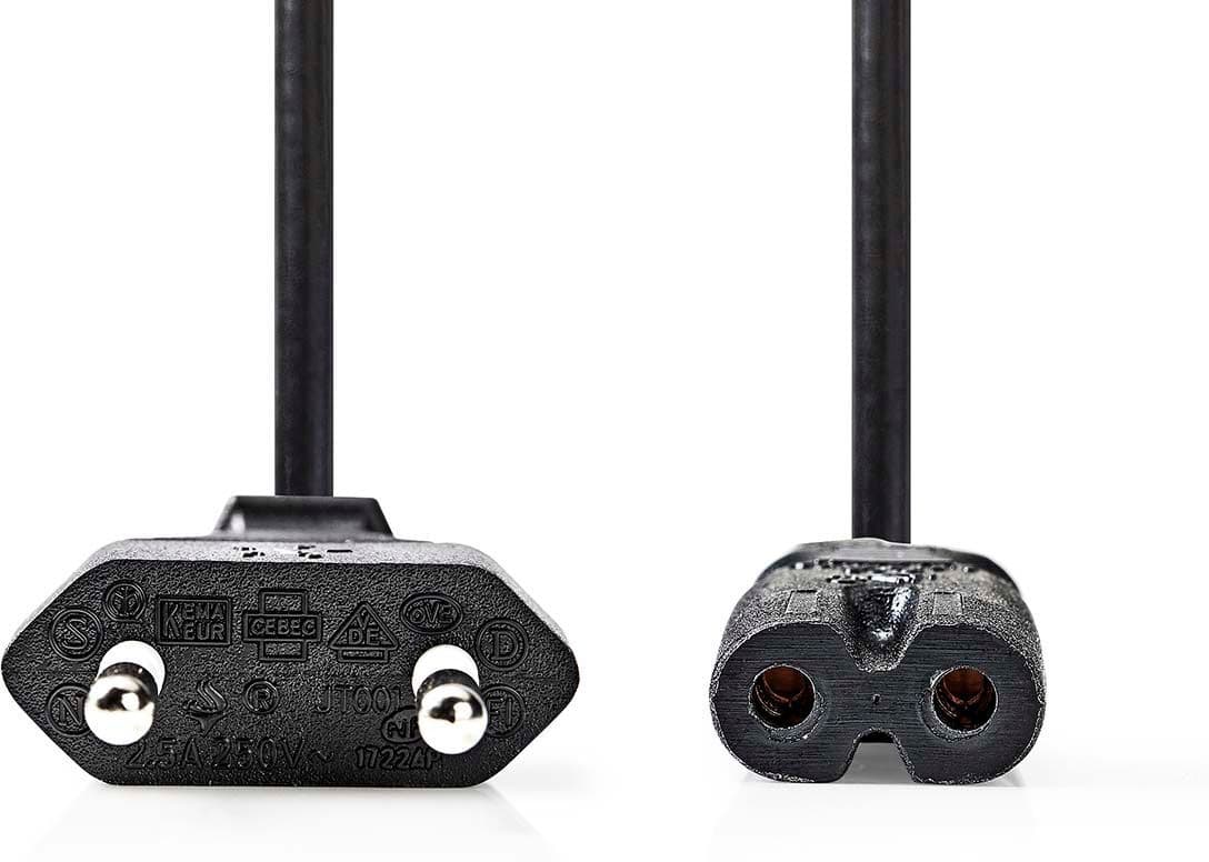 Strømkabel - Apparatkabel 230volt - 2 Meter - Svart