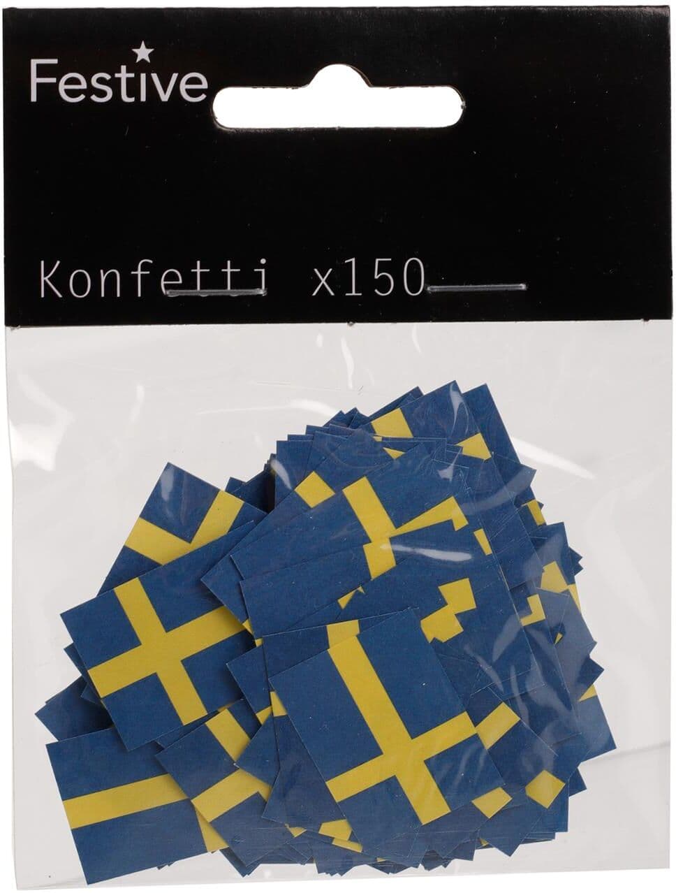 FESTIVE Konfetti Svenska flaggan papper 150/fp