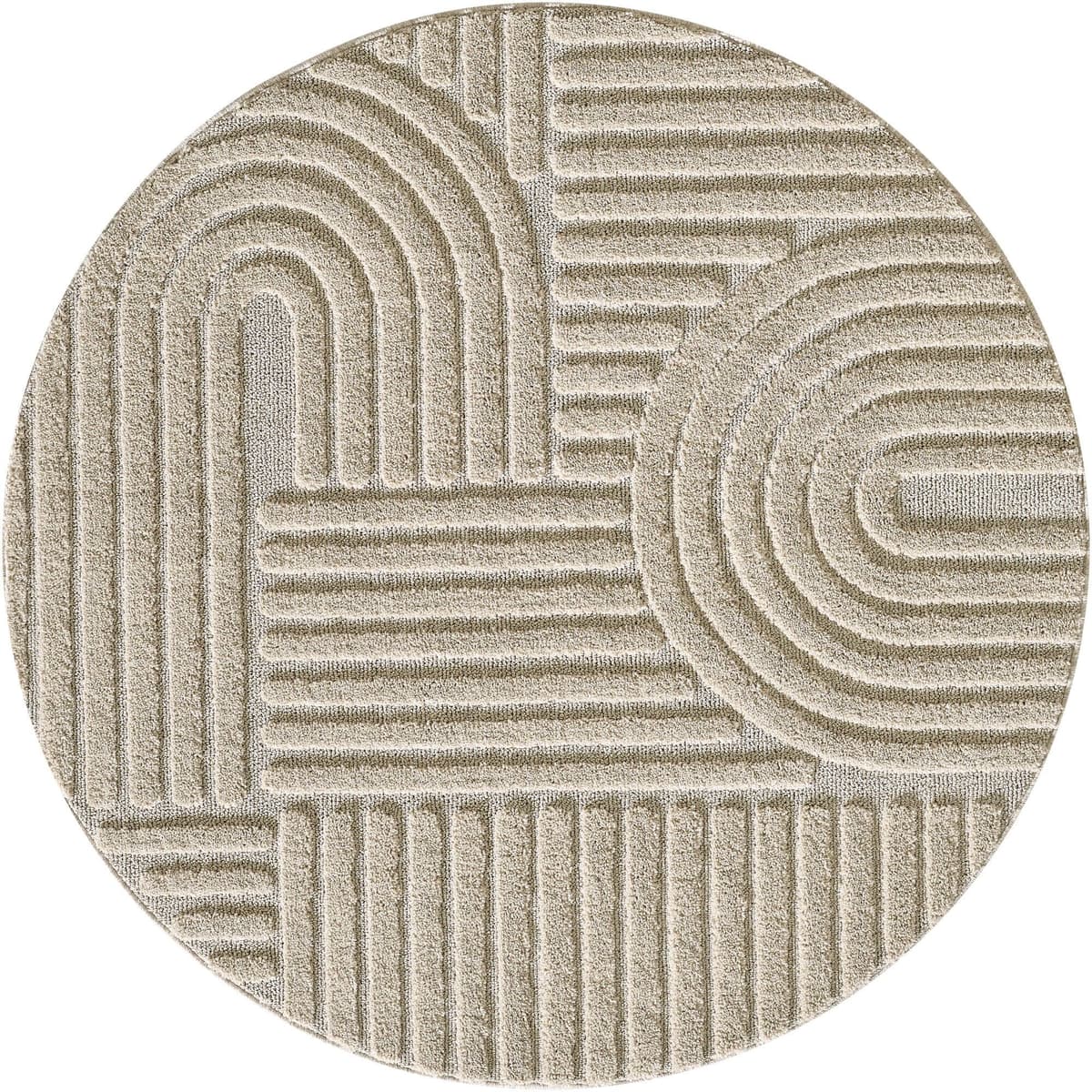 Teppich AYYILDIZ TEPPICHE "ART 1121, auch als Läufer und in Rund erhältlich", beige, H:20mm Ø:160cm, Polypropylen, Teppiche, Teppich, Boho Design, 3D Optik, Struktur Hoch Tief, skandinavisch, Wohnzimmer beige Ø 160cm 1 Stk., 20mm, Ø 160cm