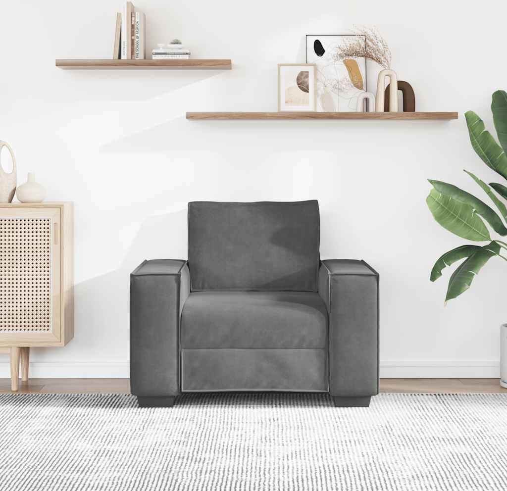 vidaXL Fauteuil gris foncé 100x78x84 cm velours