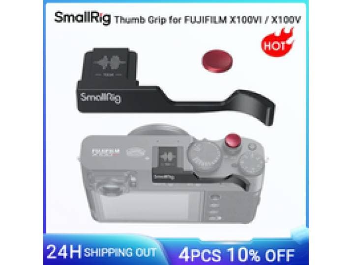 SmallRig duimgreep met flitsschoenafdekking voor FUJIFILM X100VI / X100V (zwart) met een concave ontspanknop -4559