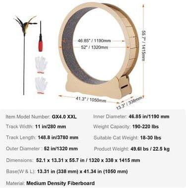 Uplift Essentials Premium Wooden Indoor Cat Exercise Wheel 52 In Wood