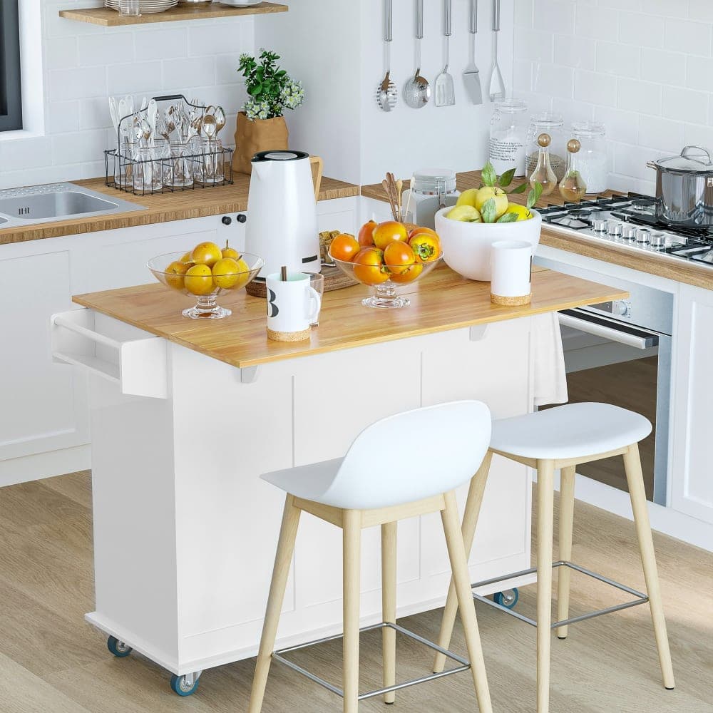 Homcom Carrito de cocina 128.8x75.5x92.5 cm blanco
