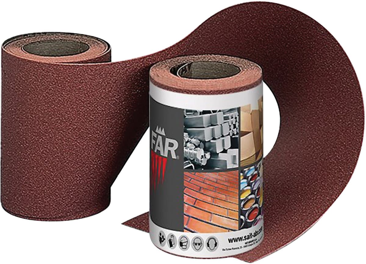 Sait ROTOLO TELA ABRASIVA FAR  115 mm x 3 m GRANA 80 FLESSIBILE PER LEGNO E METALLO