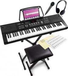 Junior Keyboard Mega Sæt, Pakketilbud: 61 Tang., Hovedtelefon, Mikrofon, Stativ,
