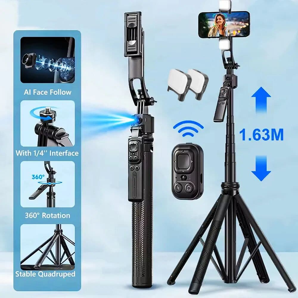 BSLIUFANG Upgrade Selfie Tripod Gimbal Stabilizer For Smartphone Bluetooth Remote Intelligent AI Follow-Up Anti Shake Pan Tilt