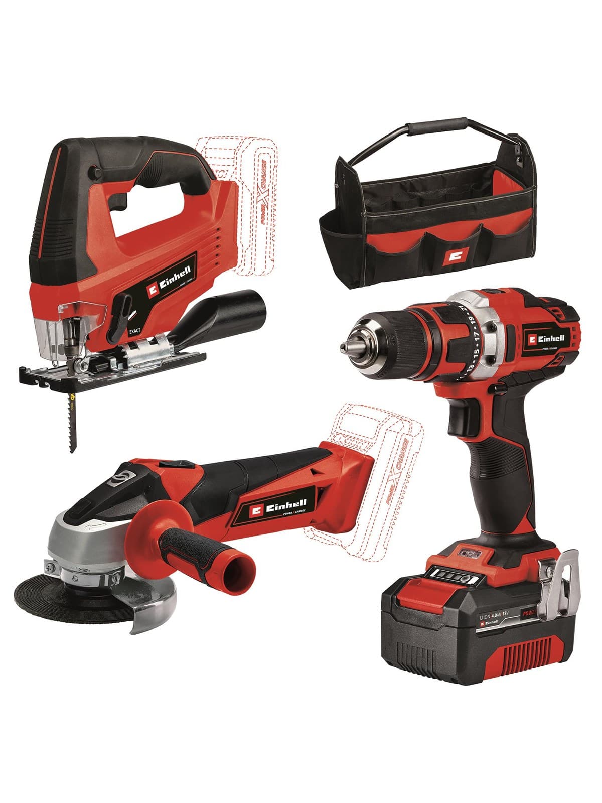Einhell Power Tool Kit TE-TK 18/3 Li Kit (JS+CD+AG)