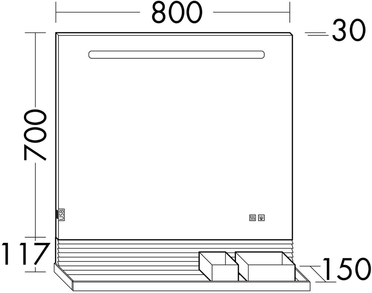 burgbad Fiumo Leuchtspiegel mit horizontaler LED-Beleuchtung 80 x 81,7 cm