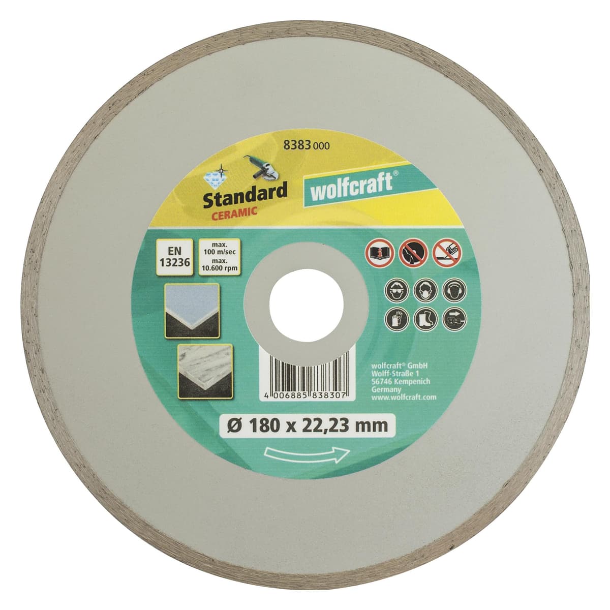 wolfcraft 1 Diamant-Trennsch. Stand.Ceramic ø180mm (8383000)