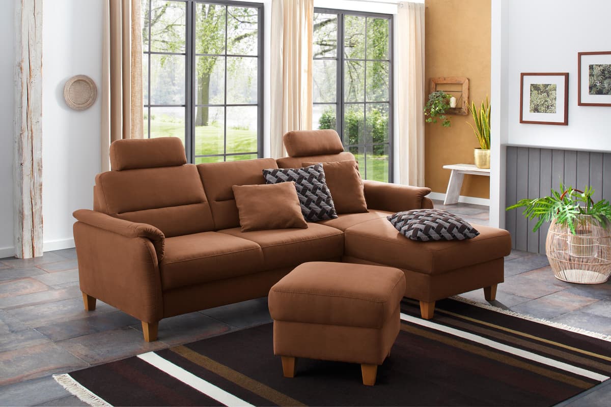 Sofakissen HOME AFFAIRE "Palmera, B: 45 cm", braun, B:45cm H:45cm T:15cm, Obermaterial: 100% Polyester, Polsterauflagen, Sofakissen, Set: 2 Stück, passend zur Serie braun B/H/T: 45cm x 45cm x 15cm, Luxus-Microfaser ALTARA NUBUCK®, 2 Stk.