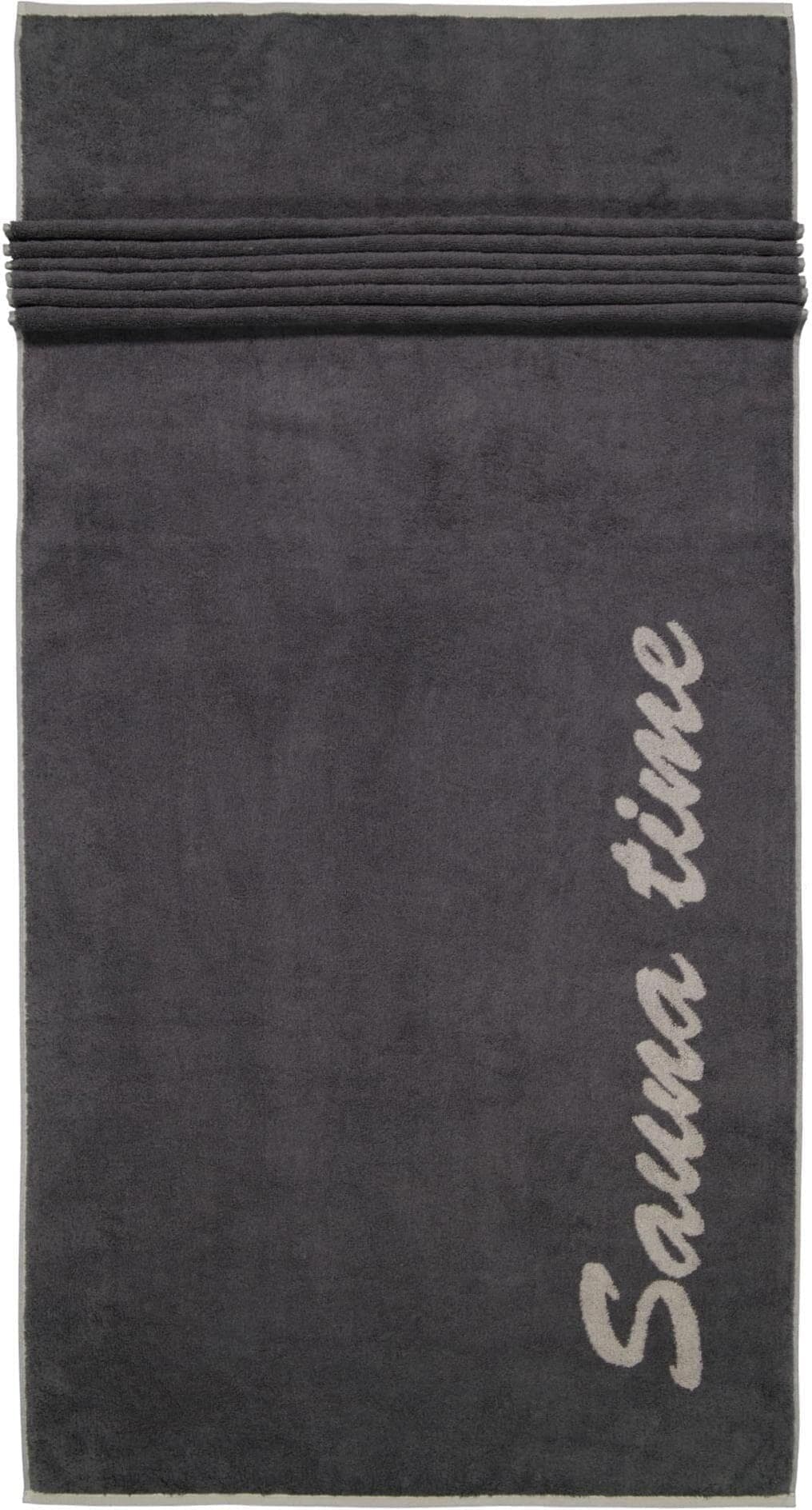 Saunatuch CAWÖ "Sauna Time", grau (anthrazit), B:80cm L:200cm, Baumwolle, Handtücher, Saunatuch anthrazit B/L: 80cmx200cm, 1 Stk.