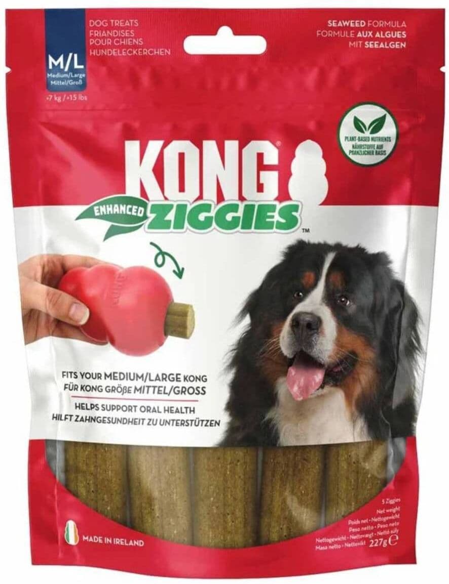 Kong Snack Vegetale per Cani Ziggies Enhanced M L 227 g per Cani Oltre i 7 Kg