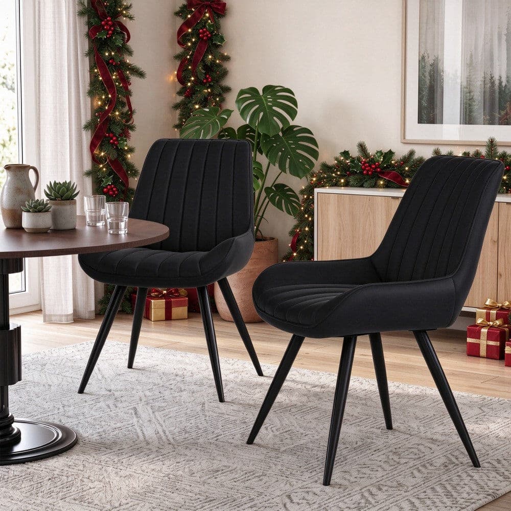 George Oliver Modern Dining Chairs 54.8*46.9*83.2cm Tech Fabric Upholstery with Stylish Design Sofa-Level Cushioning Pet-Friendly Durable Scratch Resistant for Kitc Black 83.21cm H X 54.79cm W X 46.89cm D