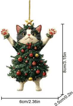 Inspire Essentials PurrJoy Christmas Cat Ornament For Tree, Car, And Holiday Decor white