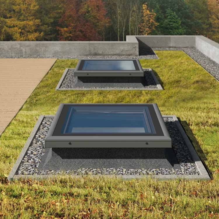 RoofLITE+ Fenêtre de toit plat fixe 60x60 cm – Skylight étanche à apport lumineux maximal