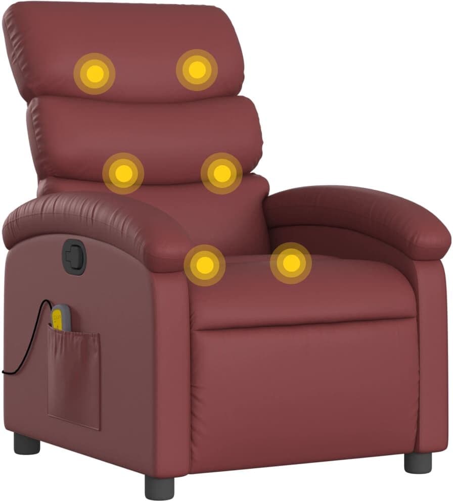 vidaXL Fauteuil de massage inclinable Rouge bordeaux Similicuir