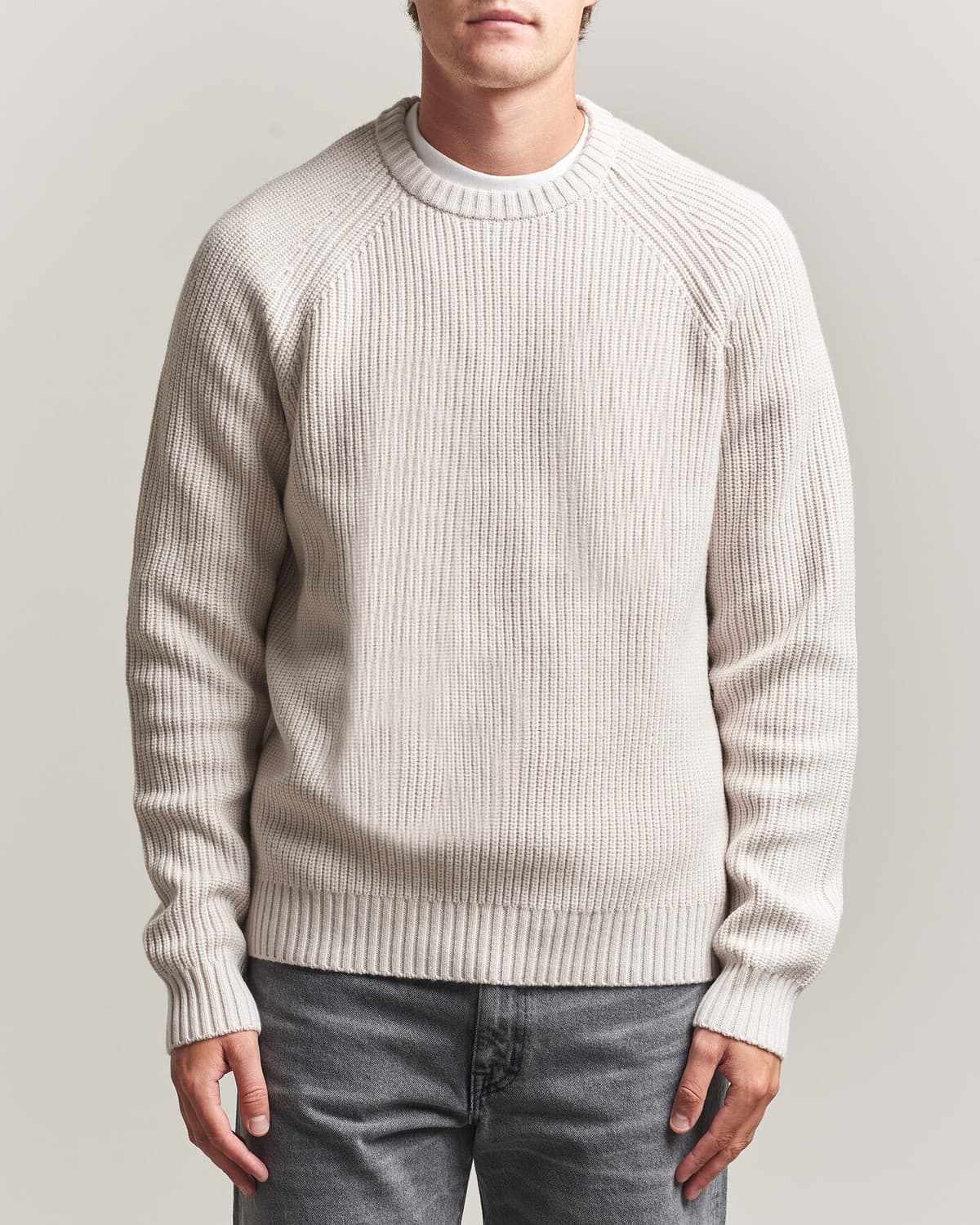 J.Lindeberg Hallow Wool Blend Knitted Sweater Moonbeam men XL Beige