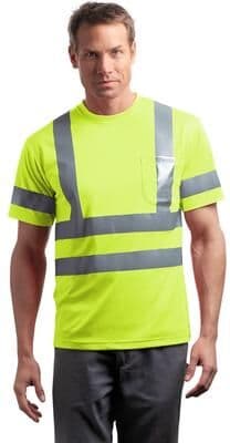 CornerStone CS408 ANSI 107 Class 3 Short Sleeve Snag-Resistant Reflective T-Shirt in Safety Yellow size Large   Polyester
