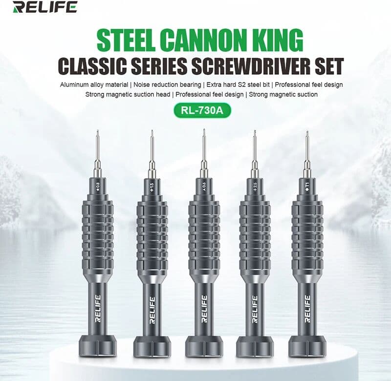 RELIFE RL-730A  Steel Cannon King Classic Series Screwdriver Strong Magnetic Suction，Extra hard S2 Steel Bit Repair Tools
