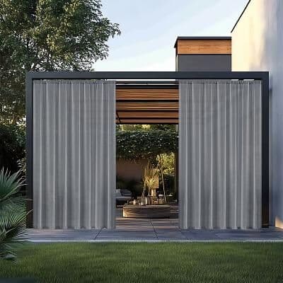 LightInthebox Outdoor Waterproof Curtain Panel Blue Patio Curtain Rod Pocket Privacy Curtain for Pergola Gazebo Porch Deck Balcony Cabana Garden Weather Resistant