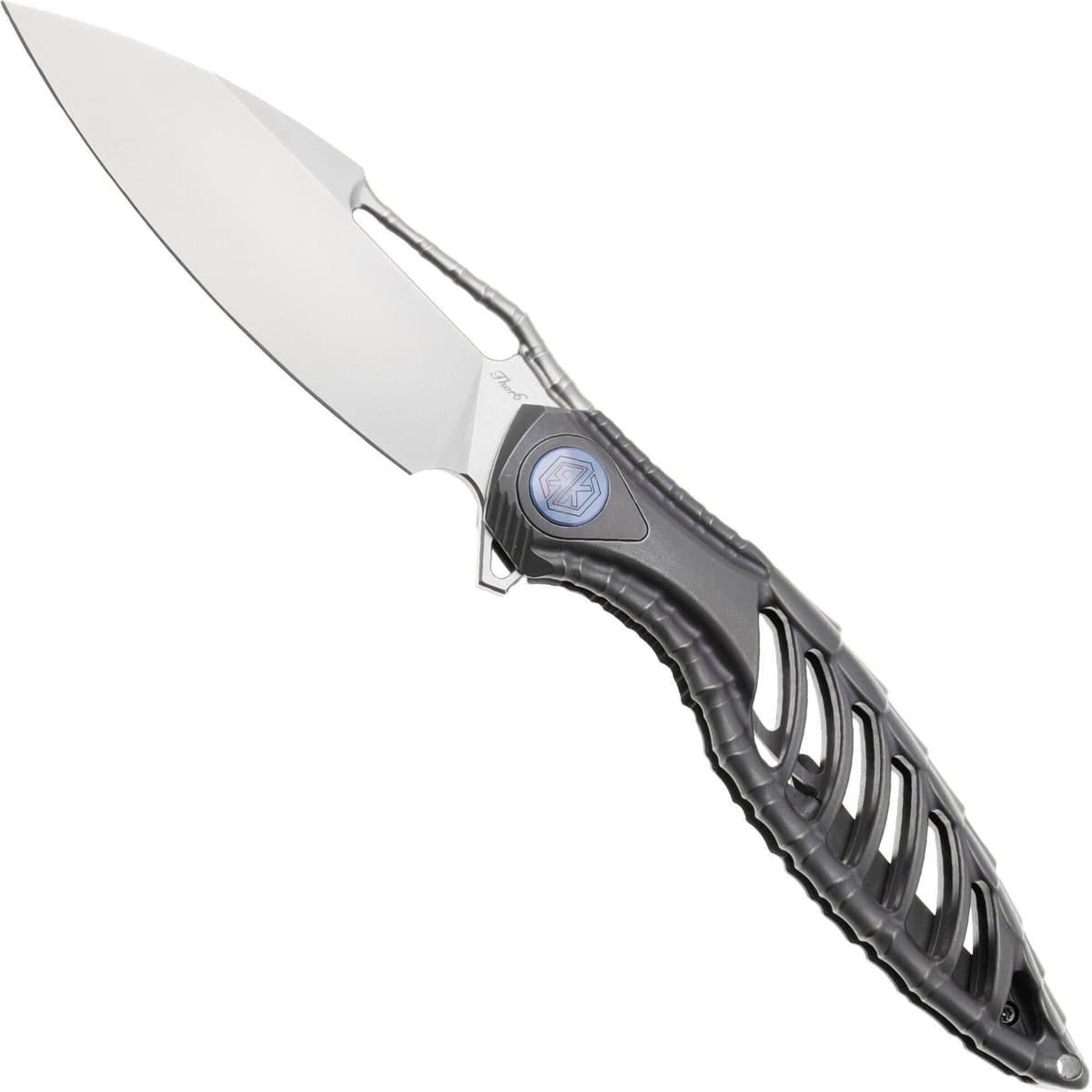 Nóż składany Rike Knife Thor6-M-DG Bead Blasted Böhler M390, Titanium Dark Gray